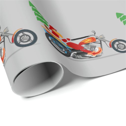Santa on a Motorcycle Wrapping Paper Zazzle