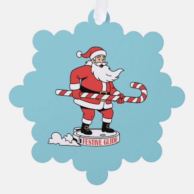 Santa on a Roomba – Holiday Express Ornament Card (Front)