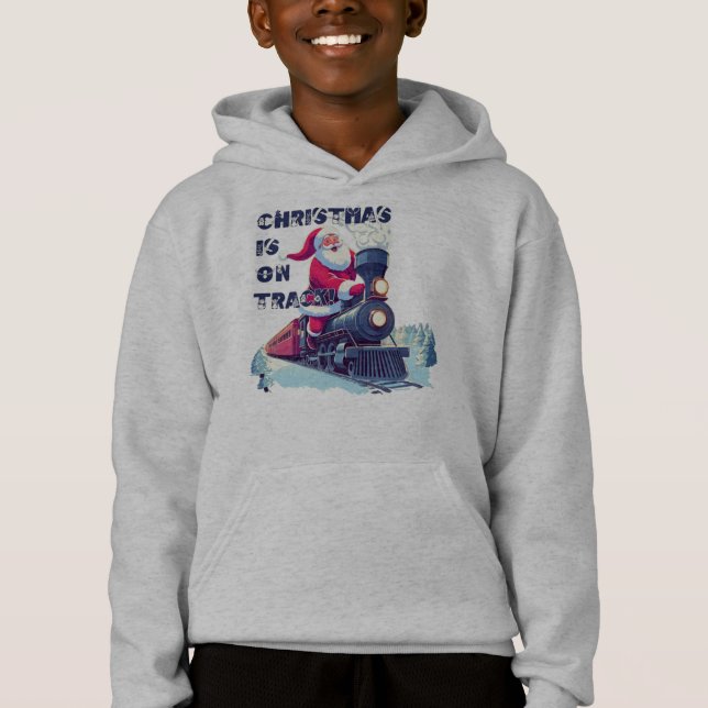 Santa On a Train Hoodie (Front)