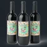 Santa on a Tropical Island Christmas in July Party Wine Label<br><div class="desc">A funny Christmas in July design with a tropical beach and Santa! You can personalize this with your name.</div>