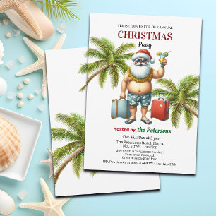 Santa on a Tropical Island Christmas Party Invitation
