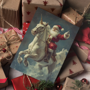Santa on a Unicorn Christmas Holiday Card