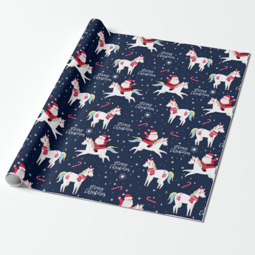 Santa on a Unicorn Wrapping Paper