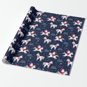 Santa on a Unicorn Wrapping Paper