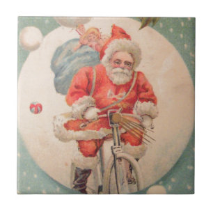 Santa on Bicylce Tile