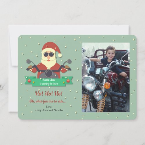 Santa on Bike Photo Holiday Card