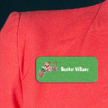 Santa on Candy Train Letters Holly Green Gold Name Tag<br><div class="desc">This name tag has Santa Claus riding a peppermint candy train carrying holly,  letters,  and candy canes on a green background with gold flecks. Customize your name with the template.</div>