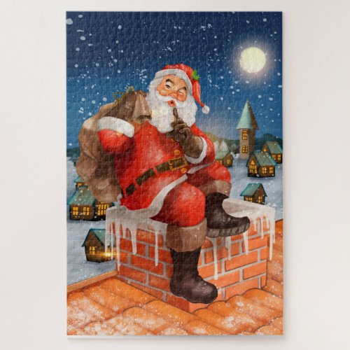 Santa on chimney Christmas Jigsaw Puzzle