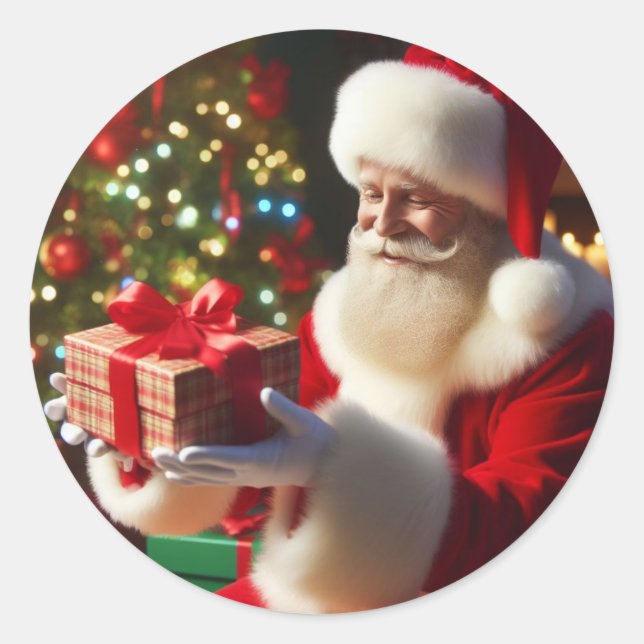 Santa On Christmas Eve  Classic Round Sticker (Front)