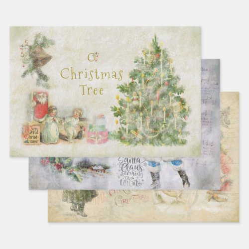Santa on Christmas Eve Vintage Collection Wrapping Paper Sheets