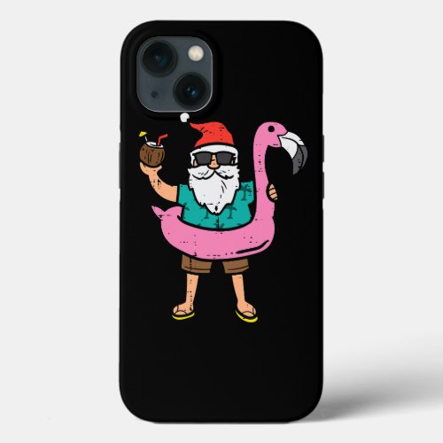 Santa On Flamingo Floatie Cute Christmas In July X iPhone 13 Case