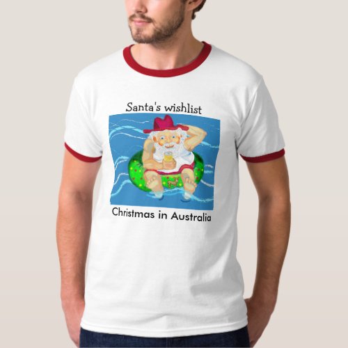 Santa on holidays _ beer a swim and time to relax T_Shirt