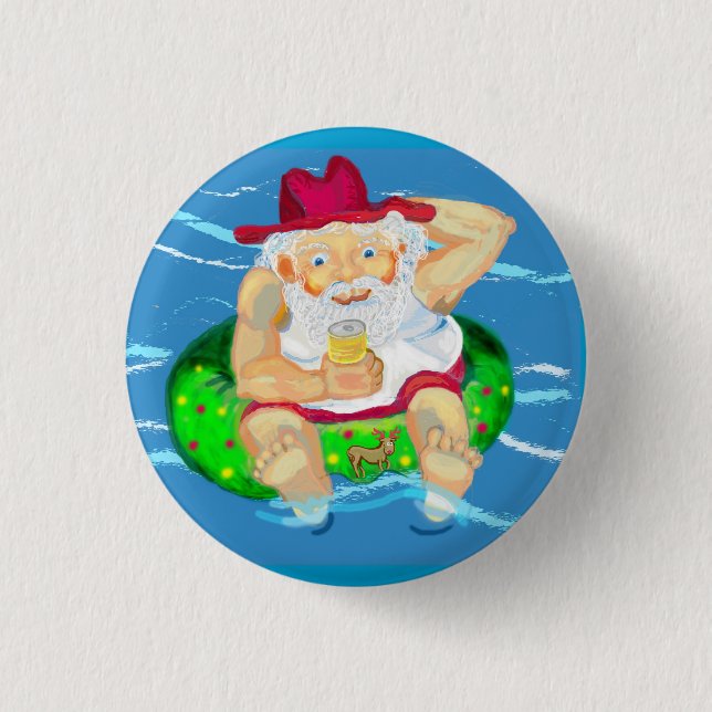 Santa on holidays button (Front)