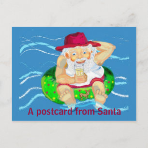 Santa on holidays holiday postcard
