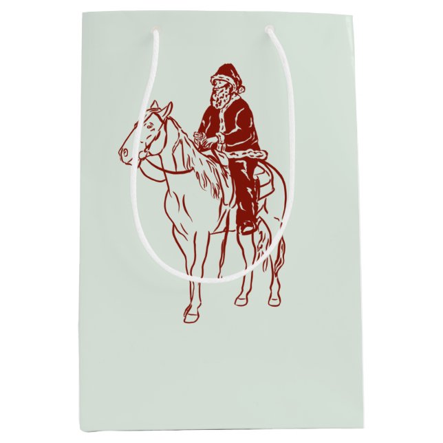 Santa on horse graphic  medium gift bag (Front)