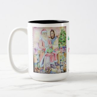 Santa on Jesus' Knee, Psalm 36:9 The Giver of Life Two-Tone Coffee Mug