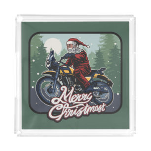 Santa on Motorcycle Acrylic Tray