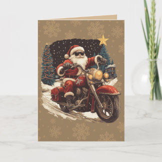 Santa on Motorcycle christmas card