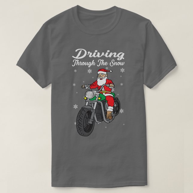 Santa On Motorcycle Santa Claus Riding Motorcycle  T-Shirt (Design Front)