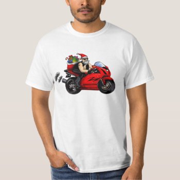 Santa On Motorcycle  Sportbike Delivering Presents T-shirt by FXtions at Zazzle