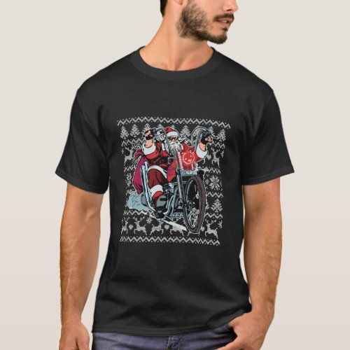 Santa On Motorcycle Ugly Christmas Sweater Gift