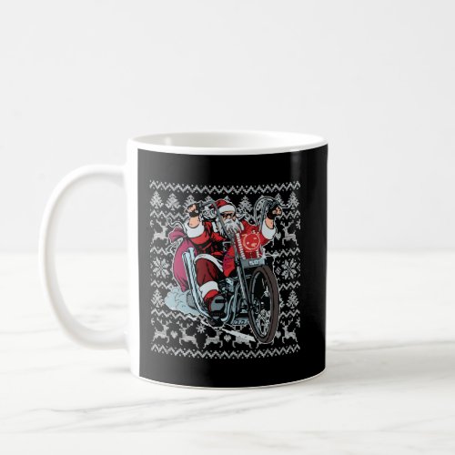 Santa On Motorcycle Ugly Christmas Sweater Gift Coffee Mug