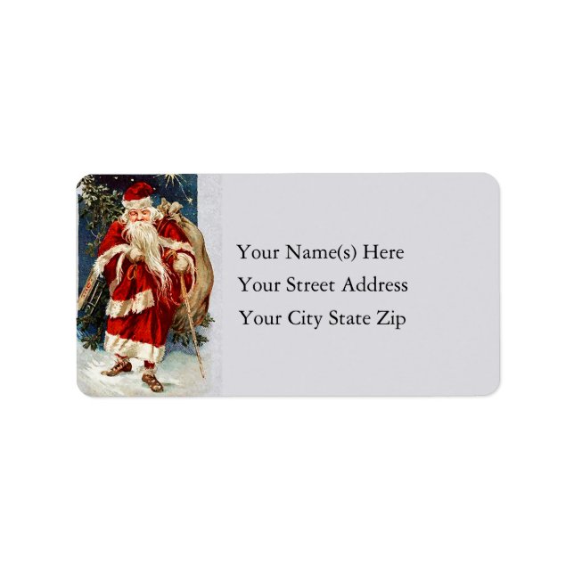 Santa on old Country Lane Vintage Address Label (Front)