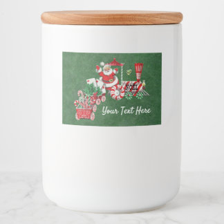 Santa on Peppermint Candy Train Dark Green Food Label