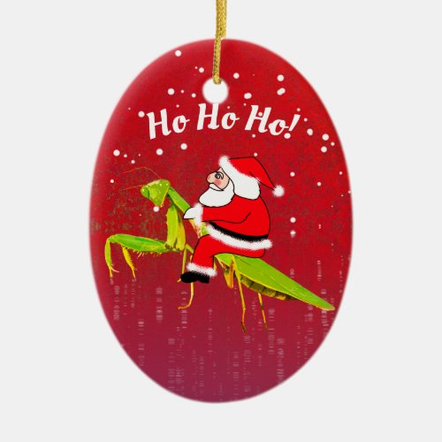 Santa On Praying Mantis Funny Xmas Ornament