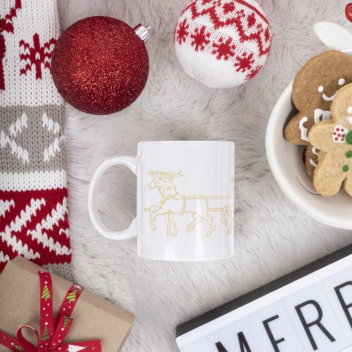 Santa on Reindeer Sled Christmas Hot Cocoa Milk Two_Tone Coffee Mug