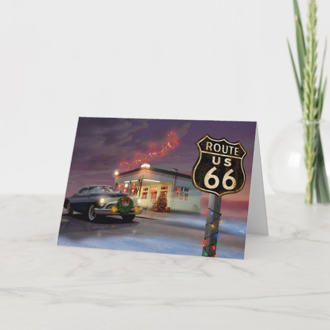 Santa on Route 66 Holiday Card (Front)