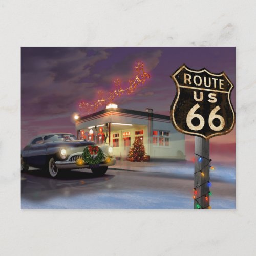 Santa on Route 66 Holiday Postcard