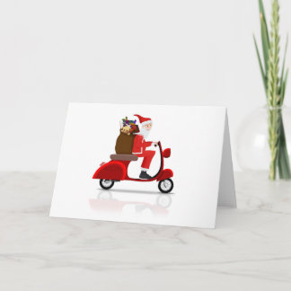 Santa on Scooter Holiday Card