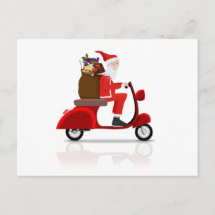 Santa on Scooter Holiday Postcard