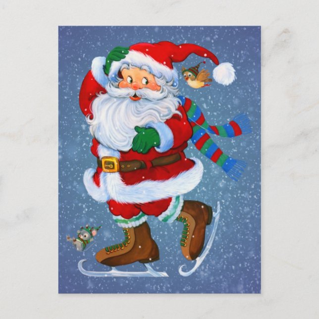 santa on skates holiday postcard (Front)