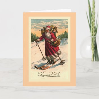 "santa On Skis" Vintage French Card by PrimeVintage at Zazzle