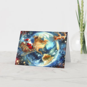 Santa on Sleigh Christmas Card