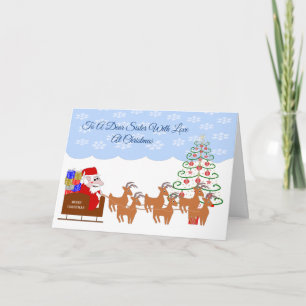 Santa On Sleigh Design Sister Christmas Holiday Card