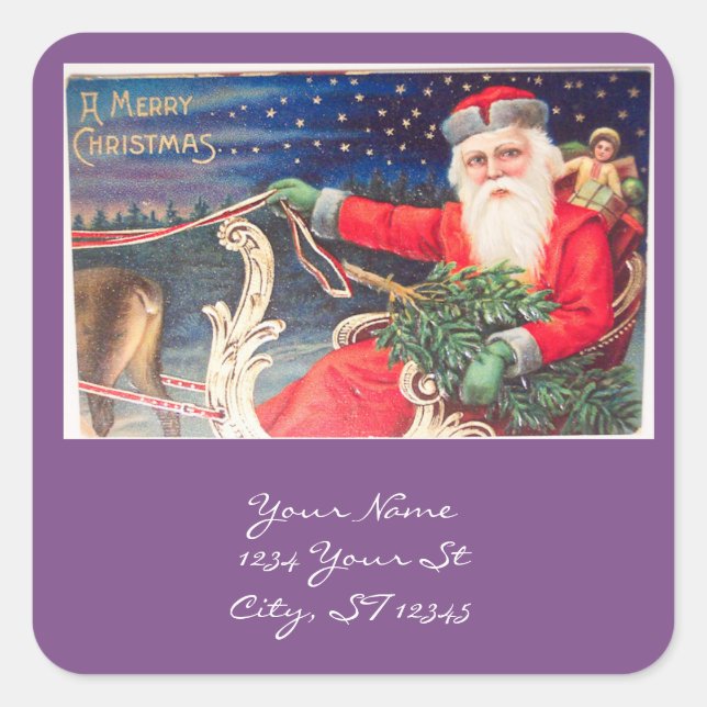 Santa on sleigh Thunder_Cove vintage Square Sticker (Front)