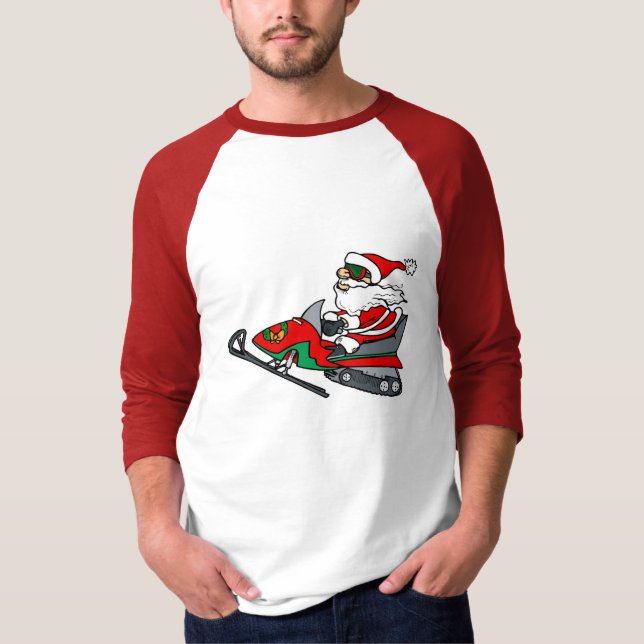 santa on snowmobile T-Shirt (Front)