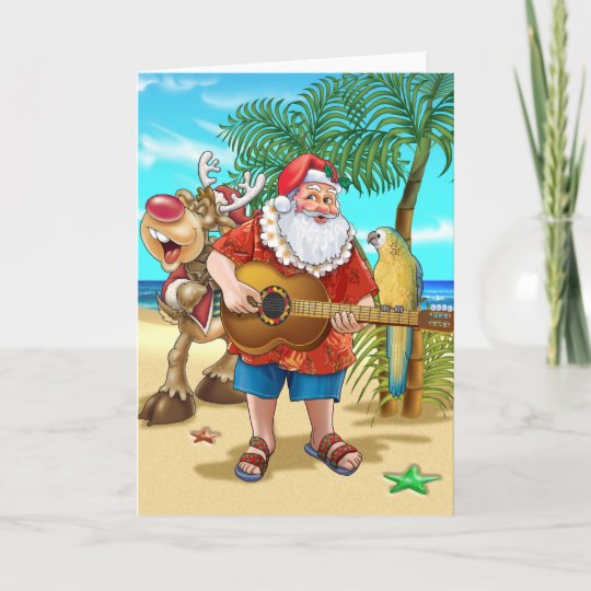 Santa on the beach holiday card | Zazzle.com