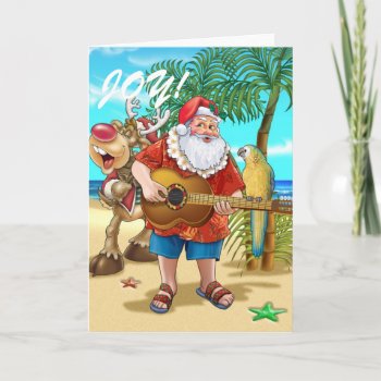 Santa On The Beach Holiday Card by patrickhoenderkamp at Zazzle