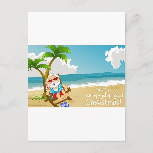 Santa on the Beach, Santa on Vacation Holiday Postcard (Front)