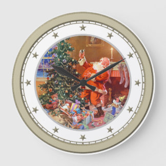 Santa on the Night Before Christmas Large Clock