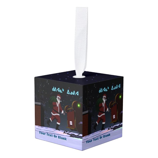 Santa On The Roof - Kuvianak Innovia Cube Ornament (Front Angled)