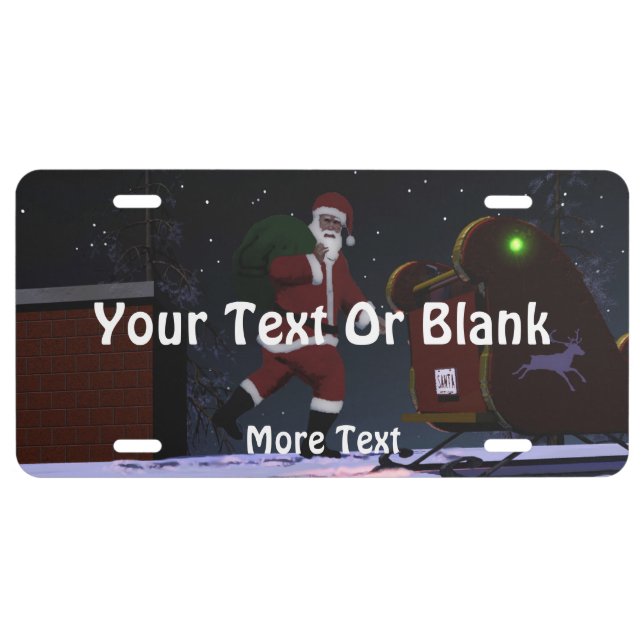 Santa On The Roof License Plate (Front)