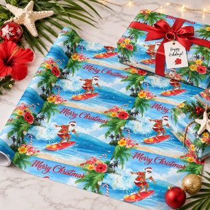 Santa on the Waves Merry Christmas from the Coast Wrapping Paper