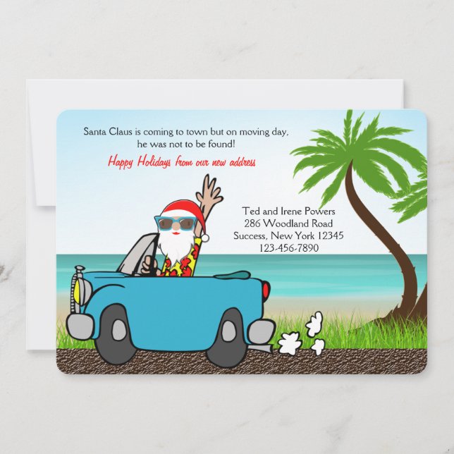 Santa on Vacation Holiday Moving Announcement (Front)