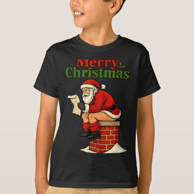 Santa Ong Down Chimney Shirt Funny Naughty Xmas Sa (Front)
