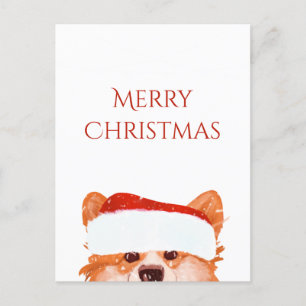  Santa Orange Corgi Merry Christmas  Postcard